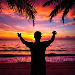 A stunning Facebook profile picture featuring a serene ocean sunset silhouette