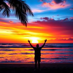 A stunning Facebook profile picture featuring a serene ocean sunset silhouette