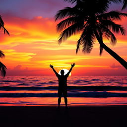 A stunning Facebook profile picture depicting a serene ocean sunset silhouette