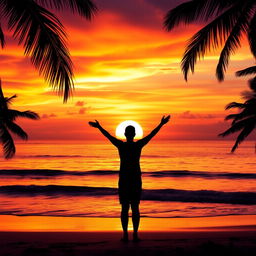 A stunning Facebook profile picture depicting a serene ocean sunset silhouette