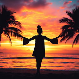 A stunning Facebook profile picture that showcases a serene ocean sunset silhouette