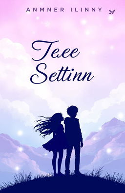 An enchanting book cover design for a teen fiction novel, featuring a whimsical blend of pastel purple and blue colors