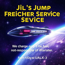 An eye-catching promotional poster for 'Dil's Jump Freighter Service'