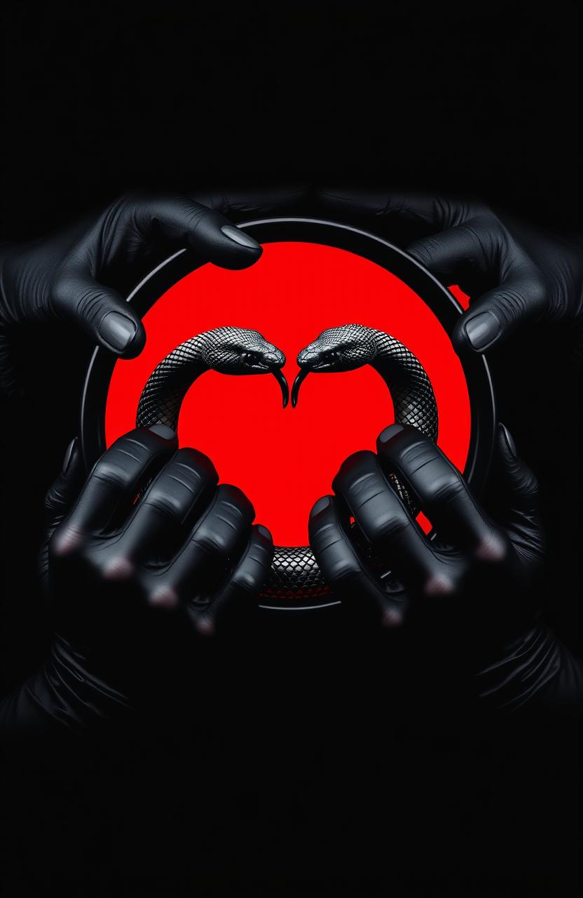 A striking and symbolic image featuring a black and red color scheme