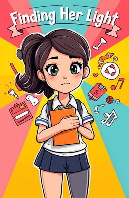A cartoon illustration depicting a determined teenage girl in a high school uniform, standing in front of a bright, inspirational backdrop symbolizing her dreams