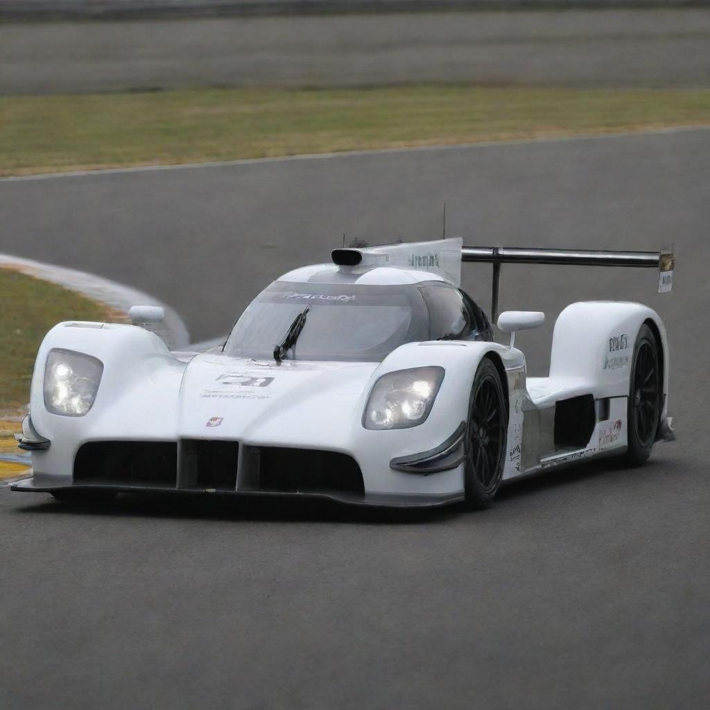 A Le Mans racing car from the 2010s, demonstrating the convergence of refined aerodynamics, hybrid technology, and stylish aesthetics. It features aggressive lines, a low-slung body, tactically placed vents, and a two-tone color scheme for added visual impact