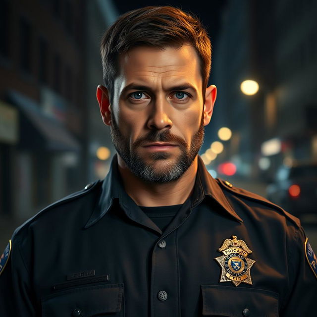 A human police officer from the Chicago Police Department, inspired by the lore of the movie Bright