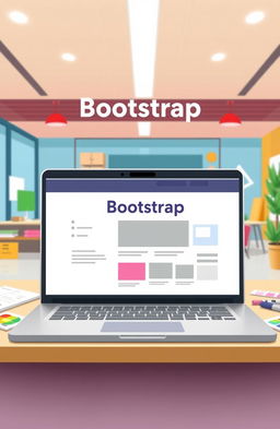 An educational illustration showcasing the concept of Bootstrap, a popular front-end framework