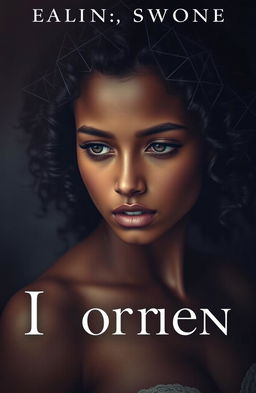 A hauntingly beautiful, hourglass-shaped young woman with brown skin and kinky curls, depicted in a misty portrait