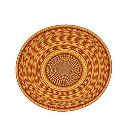 An illustration of a low basket with a large and well-defined weaving pattern