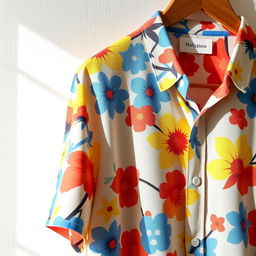 A close-up shot of a stylish, casual short-sleeve shirt made of soft, breathable fabric