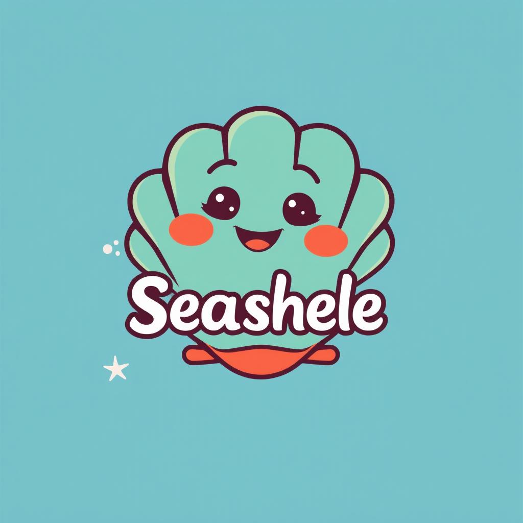 A stylized seashell logo featuring a friendly face