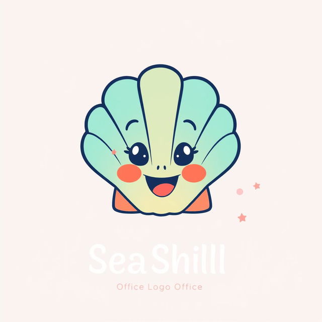 A stylized seashell logo featuring a friendly face