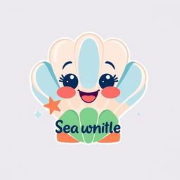A stylized seashell logo featuring a friendly face