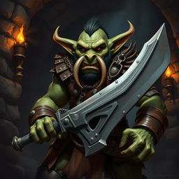 A fierce and detailed depiction of a hobgoblin character inspired by the 'Goblin Slayer' series