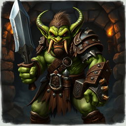 A fierce and detailed depiction of a hobgoblin character inspired by the 'Goblin Slayer' series