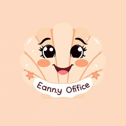 A stylized seashell logo featuring a friendly face