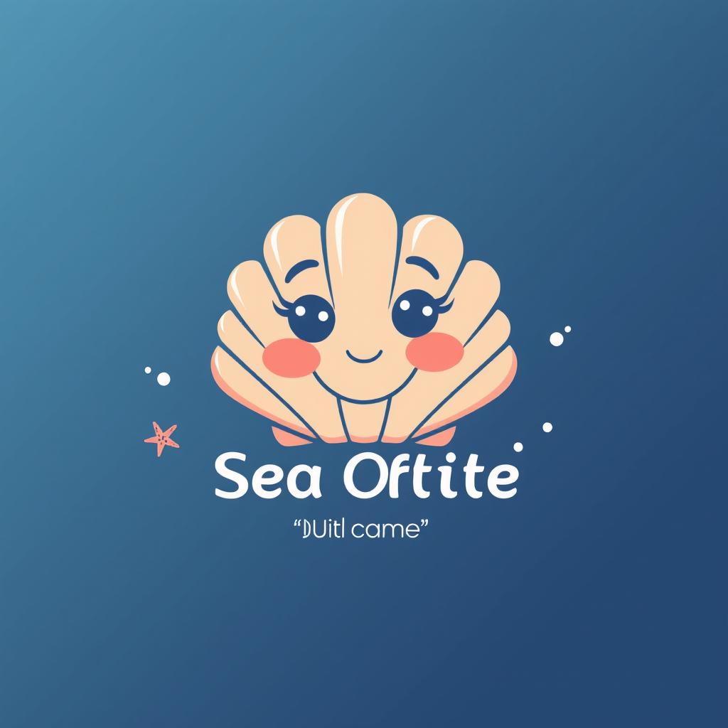 A stylized seashell logo featuring a friendly face