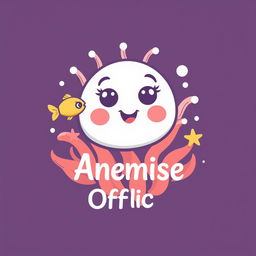 A stylized anemone with cute little fish, featuring a friendly face