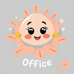 A stylized anemone with cute little fish, featuring a friendly face