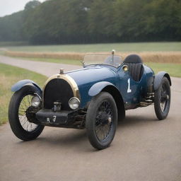 An early twentieth-century Le Mans racing car, exemplifying the pioneering spirit of early motor racing. The car features a narrow, leggy body, a large exposed radiator, thin tires on large wooden spoke wheels, and a minimalist cockpit