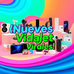 A vibrant and engaging YouTube thumbnail for the video titled 'Nuevos Gadgets de Amazon que se viralizaron en TikTok 2024'
