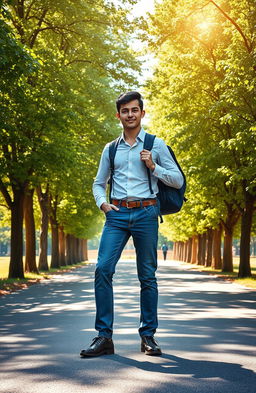 An inspiring scene depicting a protagonist embarking on a personal development journey towards financial freedom