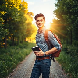 An inspiring scene featuring a protagonist named Joseph embarking on a personal development journey towards financial freedom