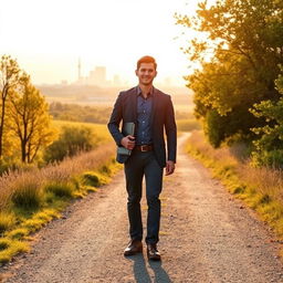 An inspiring scene featuring a protagonist named Joseph who embarks on a personal development journey to achieve financial freedom