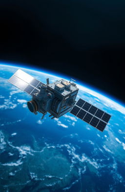 A stunning and detailed view of a satellite orbiting Earth