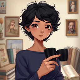 A portrait of a 17-year-old female character with a height of 1