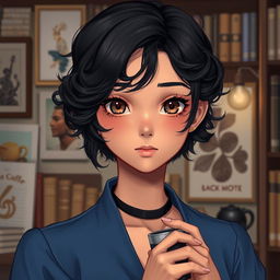 A portrait of a 17-year-old female character with a height of 1