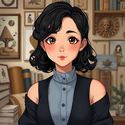 A portrait of a 17-year-old female character with a height of 1