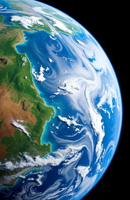 A high-resolution satellite view of Earth captured by a Landsat satellite, showcasing vibrant colors of the landscape, including lush green forests, swirling blue oceans, golden deserts, and snowy mountain peaks