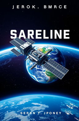 A visually striking book cover design featuring a detailed and imaginative satellite orbiting Earth