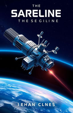 A visually striking book cover design featuring a detailed and imaginative satellite orbiting Earth