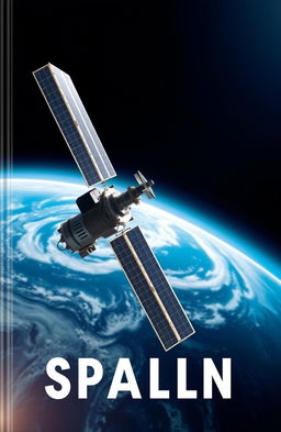 A visually striking book cover design featuring a satellite in orbit around Earth