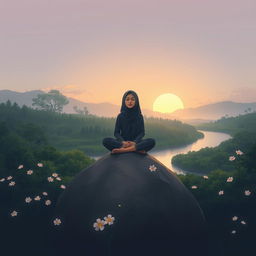 A serene and contemplative artwork that visually encapsulates the theme of 'The Power of Patience' by Rahinatu Hussein