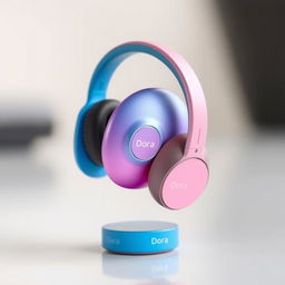 A mini headphone designed with the brand name 'Dora', featuring an innovative listening configuration shaped like a head