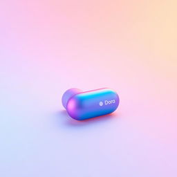 A mini headphone branded 'Dora', featuring a sleek design with a beautiful gradient color scheme transitioning from blue to pink
