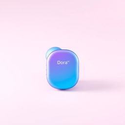 A mini headphone branded 'Dora', featuring a sleek design with a beautiful gradient color scheme transitioning from blue to pink