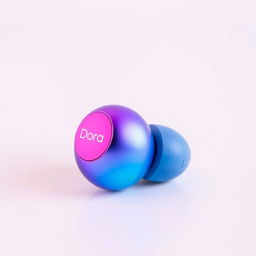 A mini headphone branded 'Dora', featuring a sleek design with a beautiful gradient color scheme transitioning from blue to pink