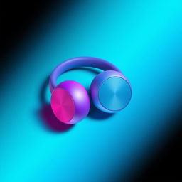 A mini headphone featuring a stunning gradient color scheme that transitions elegantly from blue to pink