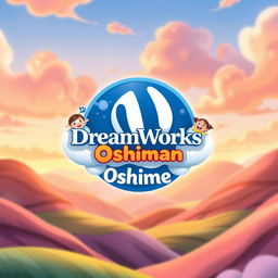 A beautiful and vibrant digital illustration depicting an imaginary logo for 'DreamWorks Home Entertainment' stylistically inspired by traditional animation formats