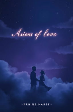A dreamy nightscape with a deep blue and purple color palette, evoking a sense of mystery and romance