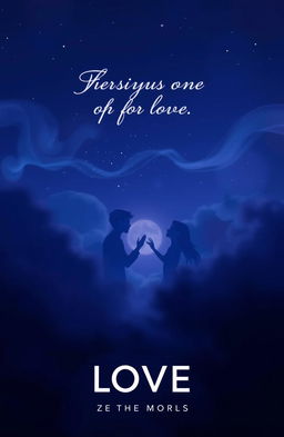 A dreamy nightscape with a deep blue and purple color palette, evoking a sense of mystery and romance