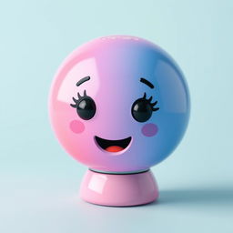 A charming speaker designed in the shape of a head, featuring a captivating gradient color scheme that transitions smoothly from pink to blue