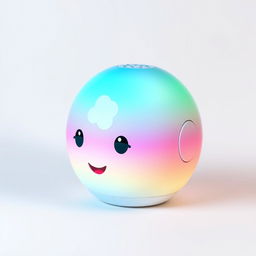 A charming speaker designed in the shape of a head, featuring a captivating gradient color scheme that transitions smoothly from pink to blue