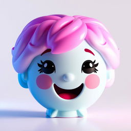 A whimsical speaker designed in the shape of a human head, featuring a beautiful gradient color scheme that transitions elegantly from pink to blue