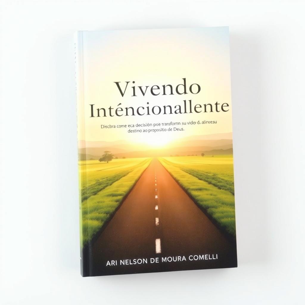 A serene and spiritual book cover featuring a central image of a long, straight road symbolizing an intentional journey extending to the horizon